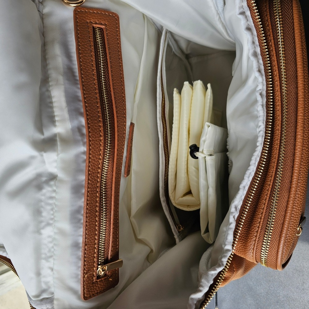 Kovale Collective Tan Vegan Leather Diaper Bag Backpack with 5 Accessories New - Picture 10 of 16